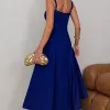 VESTIDO CAROL DECOTE V COM ALÇAS - AZUL ROYAL