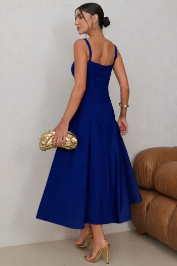 VESTIDO CAROL DECOTE V COM ALÇAS - AZUL ROYAL