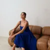 VESTIDO CAROL DECOTE V COM ALÇAS - AZUL ROYAL