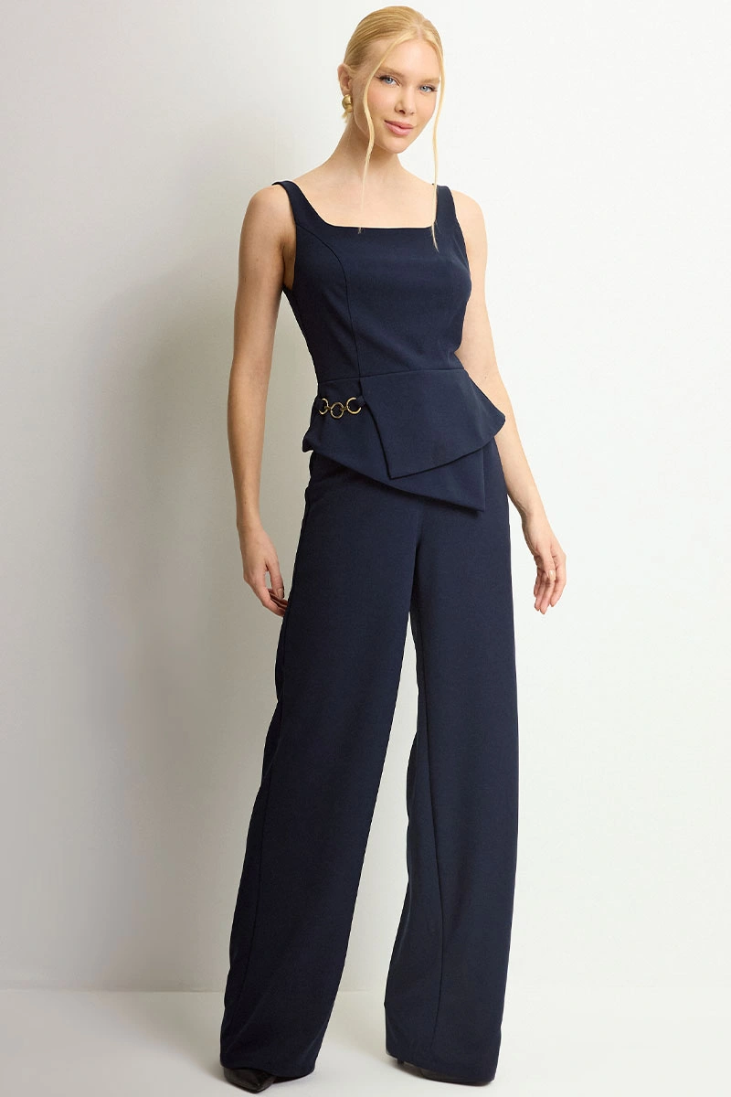 CONJUNTO RUTE CALÇA COM BLUSA ZÍPER - AZUL MARINHO