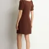 VESTIDO ALDA CURTO MANGA - MARROM