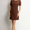 VESTIDO ALDA CURTO MANGA - MARROM