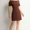 VESTIDO ALDA CURTO MANGA - MARROM