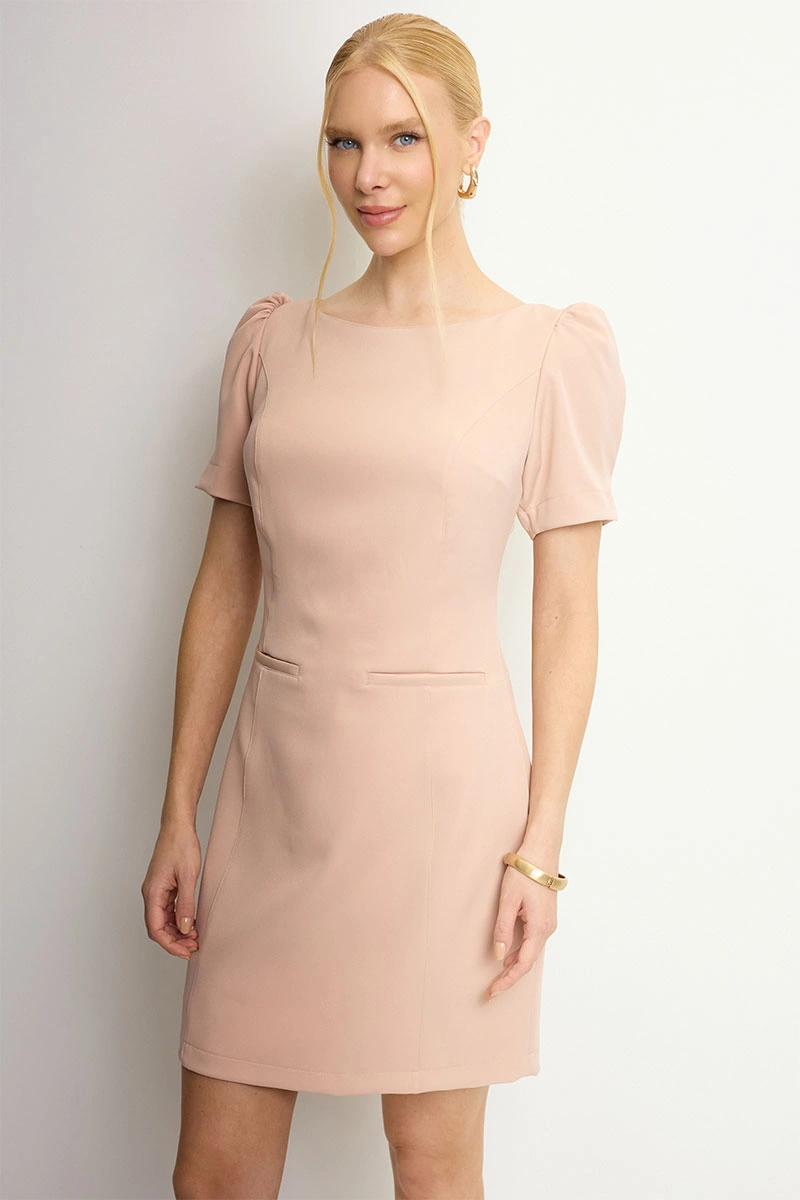 VESTIDO ALDA CURTO MANGA - BEGE