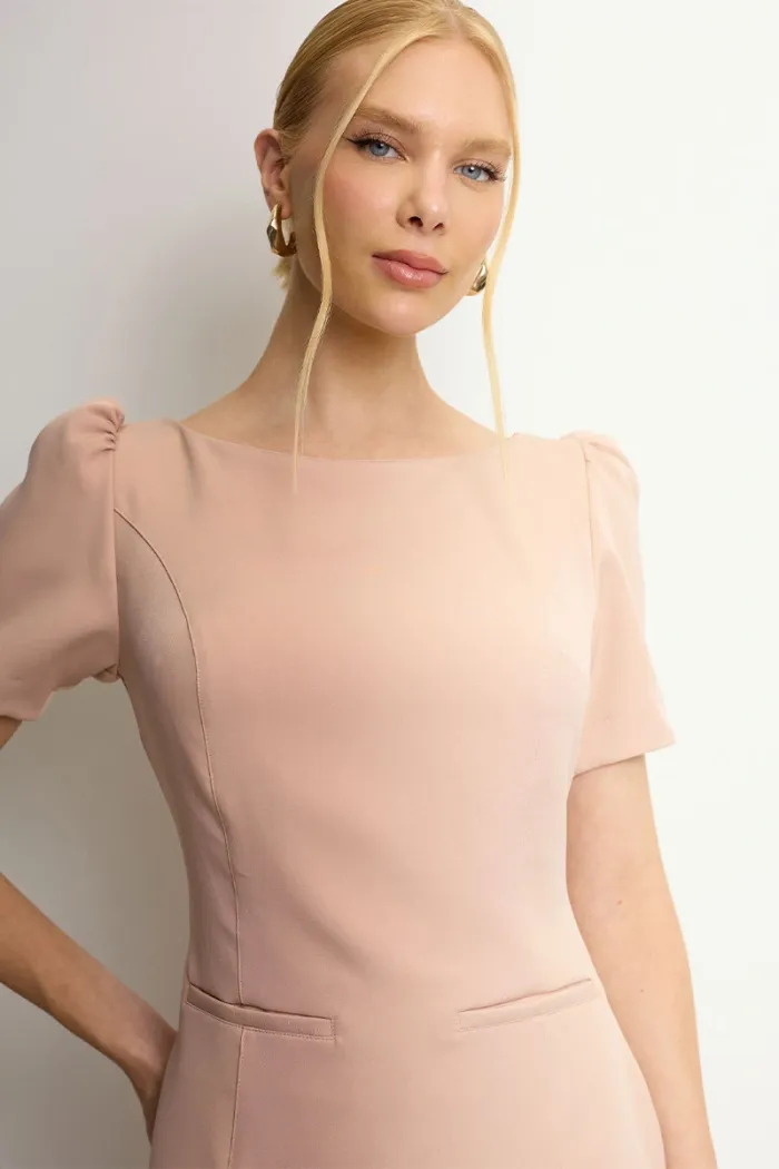 VESTIDO ALDA CURTO MANGA - BEGE