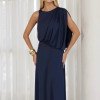 VESTIDO DE FESTA FILIPINAS JERSEY - AZUL MARINHO