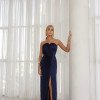 VESTIDO DE FESTA BARCELONA T.Q.C PLISSADO - AZUL MARINHO
