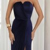 VESTIDO DE FESTA BARCELONA T.Q.C PLISSADO - AZUL MARINHO