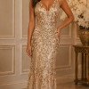 VESTIDO ALEXANDRA PAETÊ COSTAS ABERTA - DOURADO