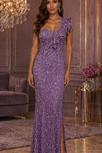 VESTIDO NAYARA PAETÊ BABADO - LILÁS