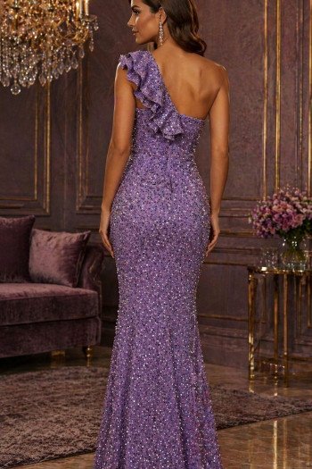 VESTIDO NAYARA PAETÊ BABADO - LILÁS