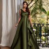 VESTIDO DE FESTA FIRENZE ZIBELINE UM OMBRO - VERDE OLIVA