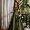 VESTIDO DE FESTA FIRENZE ZIBELINE UM OMBRO - VERDE OLIVA