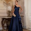 VESTIDO DE FESTA FIRENZE ZIBELINE UM OMBRO - AZUL MARINHO