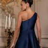 VESTIDO DE FESTA FIRENZE ZIBELINE UM OMBRO - AZUL MARINHO