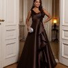 VESTIDO DE FESTA FIRENZE ZIBELINE UM OMBRO - MARROM