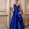 VESTIDO DE FESTA FIRENZE ZIBELINE UM OMBRO - AZUL ROYAL