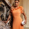 VESTIDO DE FESTA BOHEMIAN OMBRO FLOWERS - LARANJA