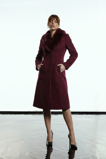 CASACO AURORA GOLA PELOS GLAMOROUS - VINHO