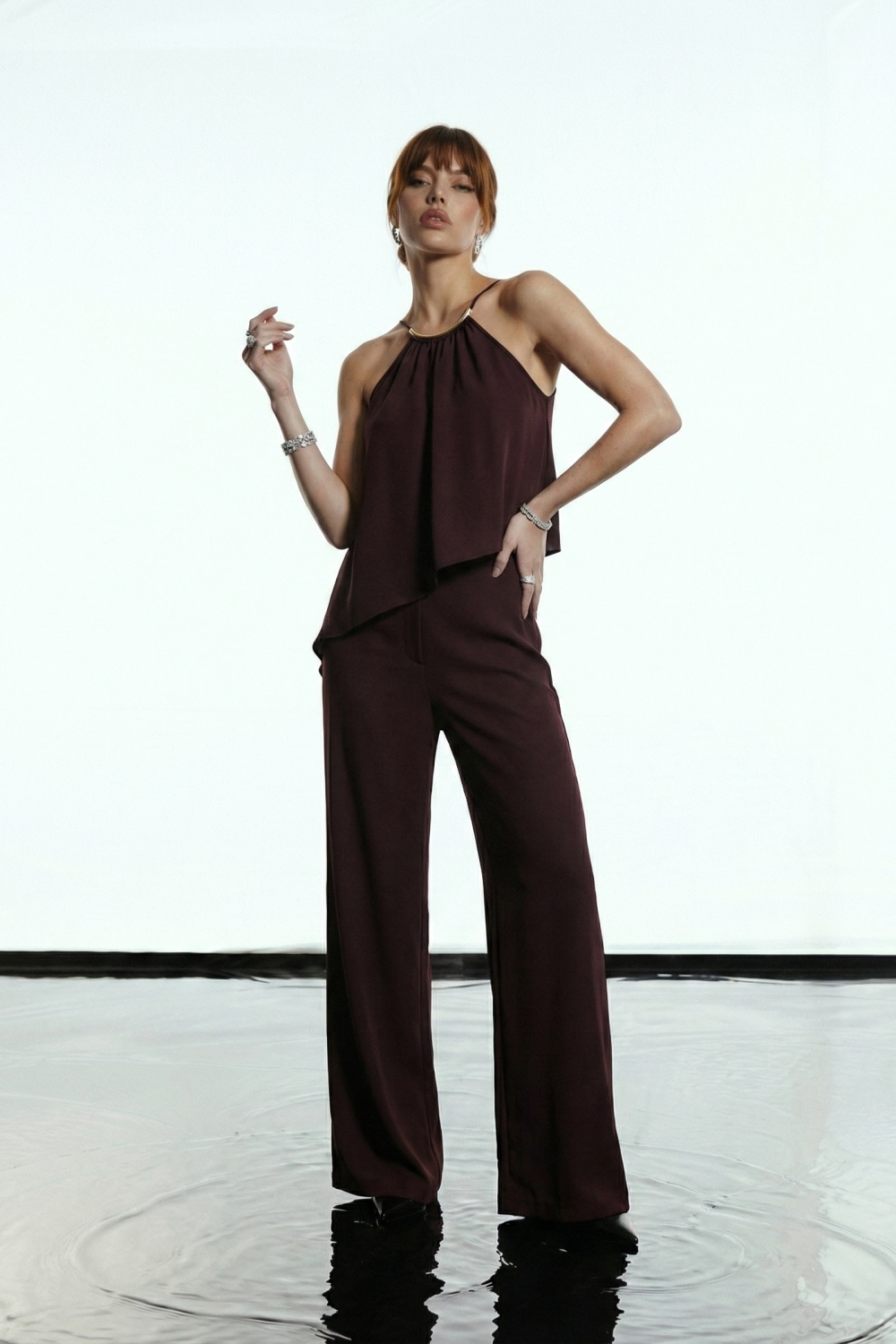 CONJUNTO STEFANE ALFAIATARIA GLAMOROUS - MARROM