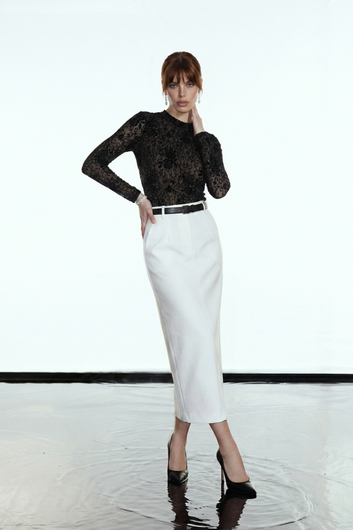 BODY TUANI TULE DAMASK GLAMOROUS - PRETO