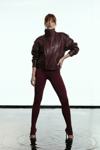 JAQUETA STELLA BOMBER COURO ECO GLAMOROUS - VINHO