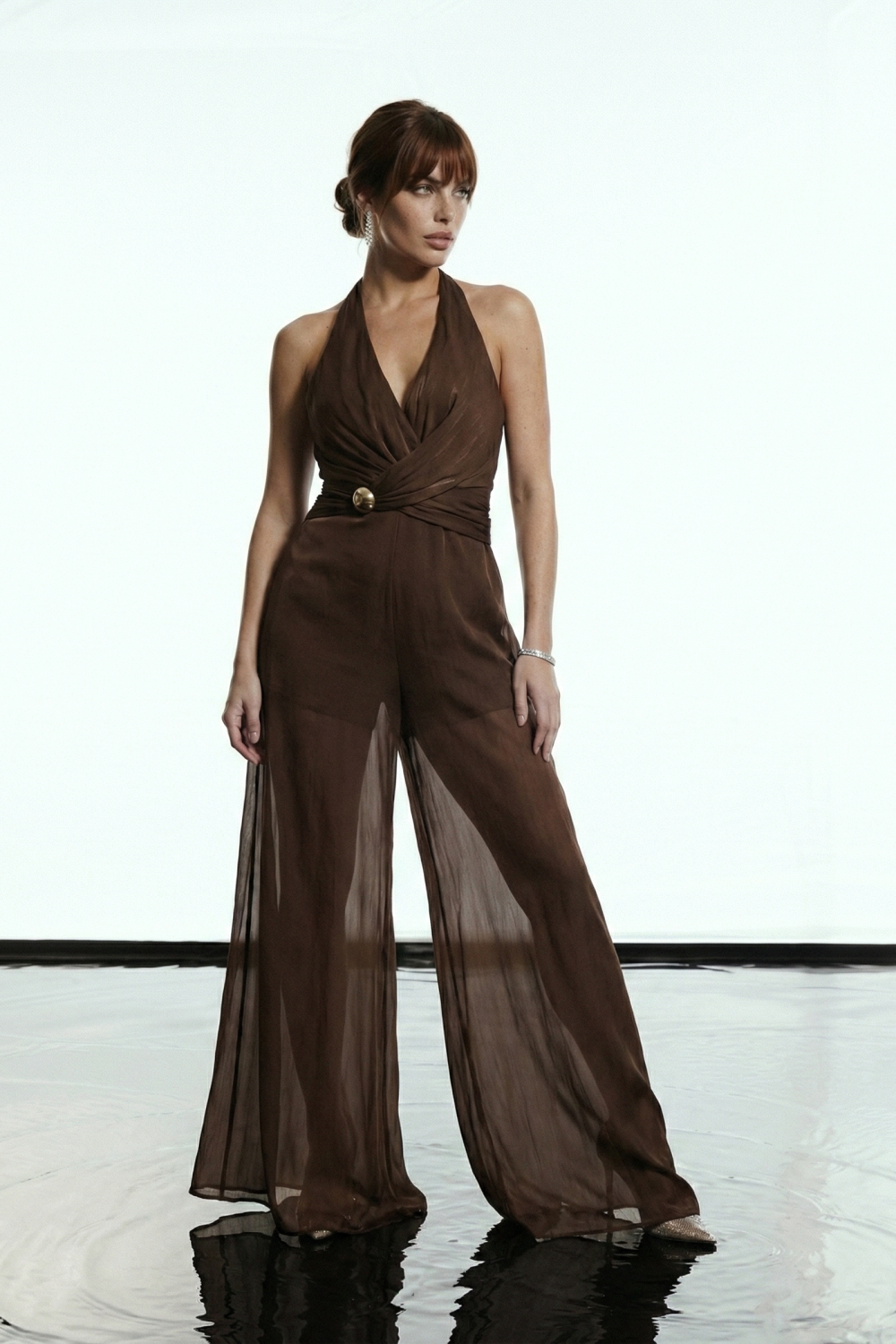 MACACÃO ROBERTA TRANSPASSADO GLAMOROUS - MARROM