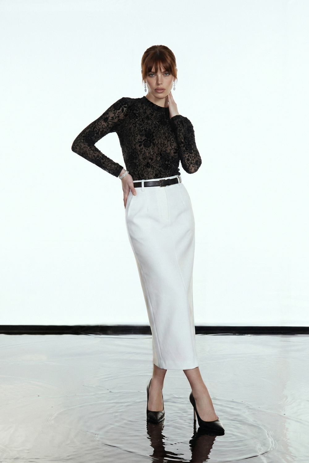 SAIA PAOLA ALFAIATARIA MIDI GLAMOROUS - OFF WHITE