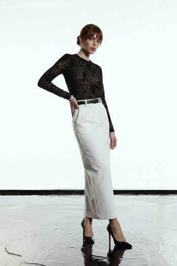 SAIA PAOLA ALFAIATARIA MIDI GLAMOROUS - OFF WHITE