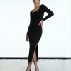 VESTIDO ISABELA TRICOT ML FENDA GLAMOROUS - PRETO