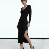 VESTIDO ISABELA TRICOT ML FENDA GLAMOROUS - PRETO