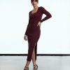 VESTIDO ISABELA TRICOT ML FENDA GLAMOROUS - VINHO