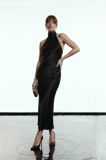 VESTIDO RENATA HALTER NECK GLAMOROUS - PRETO