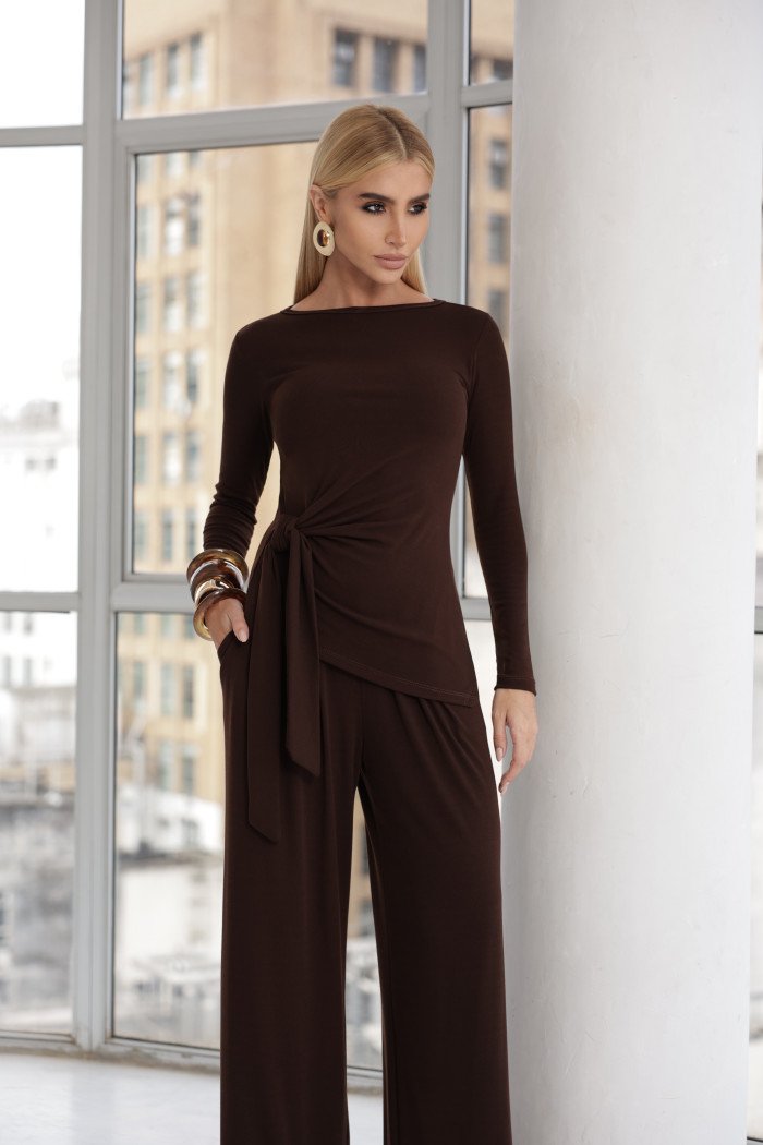 CONJUNTO ANA PAULA BLUSA NÓ - MARROM