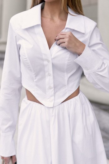 CONJUNTO KATARINA CAMISA COM SAIA EVASÊ - OFF WHITE