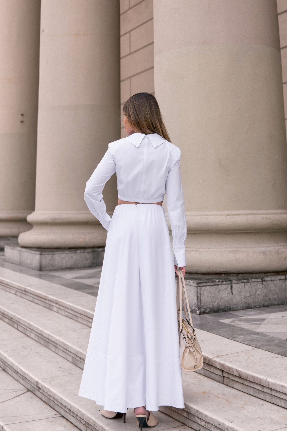 CONJUNTO KATARINA CAMISA COM SAIA EVASÊ - OFF WHITE