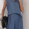 CALÇA JULLY ALADIM JEANS CHAMBRÉ - AZUL CLARO