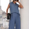 CALÇA JULLY ALADIM JEANS CHAMBRÉ - AZUL CLARO