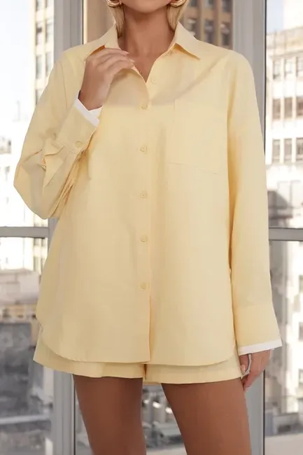 CONJUNTO PIETRA CAMISA E SHORT ALFAITARIA - CAMOMILA