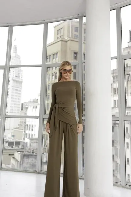 CONJUNTO ANA PAULA BLUSA NÓ - VERDE MUSGO