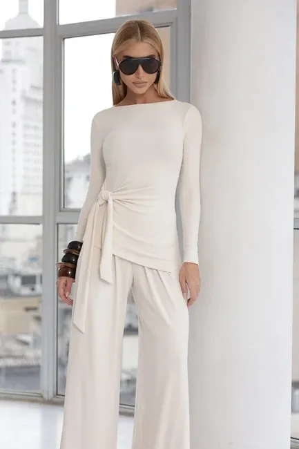 CONJUNTO ANA PAULA BLUSA NÓ - AREIA