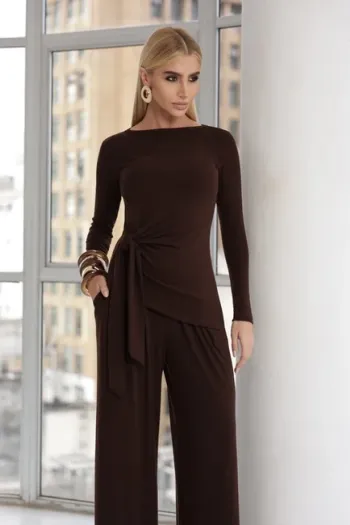 CONJUNTO ANA PAULA BLUSA NÓ - MARROM