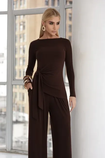 CONJUNTO ANA PAULA BLUSA NÓ - MARROM