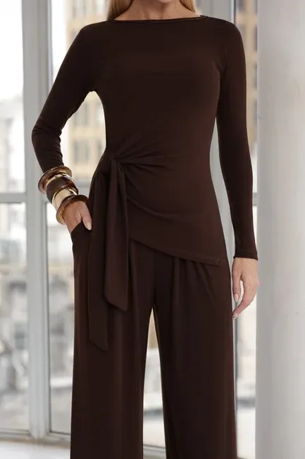 CONJUNTO ANA PAULA BLUSA NÓ - MARROM