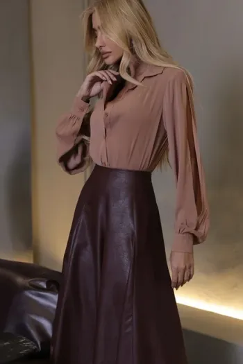 CAMISA MÁRCIA MANGA ABERTA - CAPUCCINO