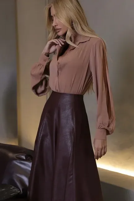 CAMISA MÁRCIA MANGA ABERTA - CAPUCCINO