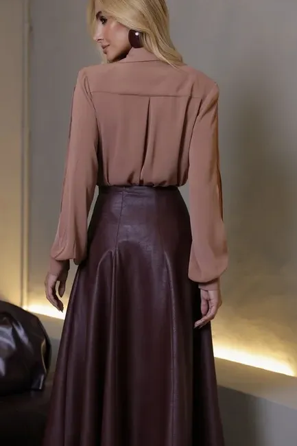 CAMISA MÁRCIA MANGA ABERTA - CAPUCCINO