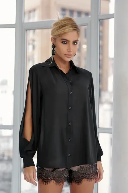 CAMISA MÁRCIA MANGA ABERTA - PRETO