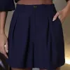 CONJUNTO TAMIRES CASAQUETO E SHORTS ALFAIATARIA - AZUL MARINHO