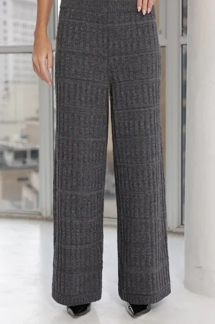 CONJUNTO ADELE REGATA E CALÇA TRICÔ - CHUMBO